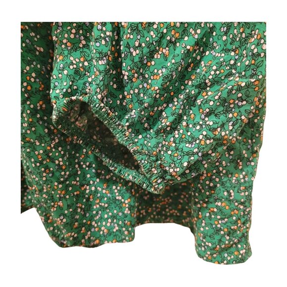 MAX STUDIO Plus 2X Elastic Sleeves Cherry Print Flowy Tunic Top Green Multi - Picture 4 of 9